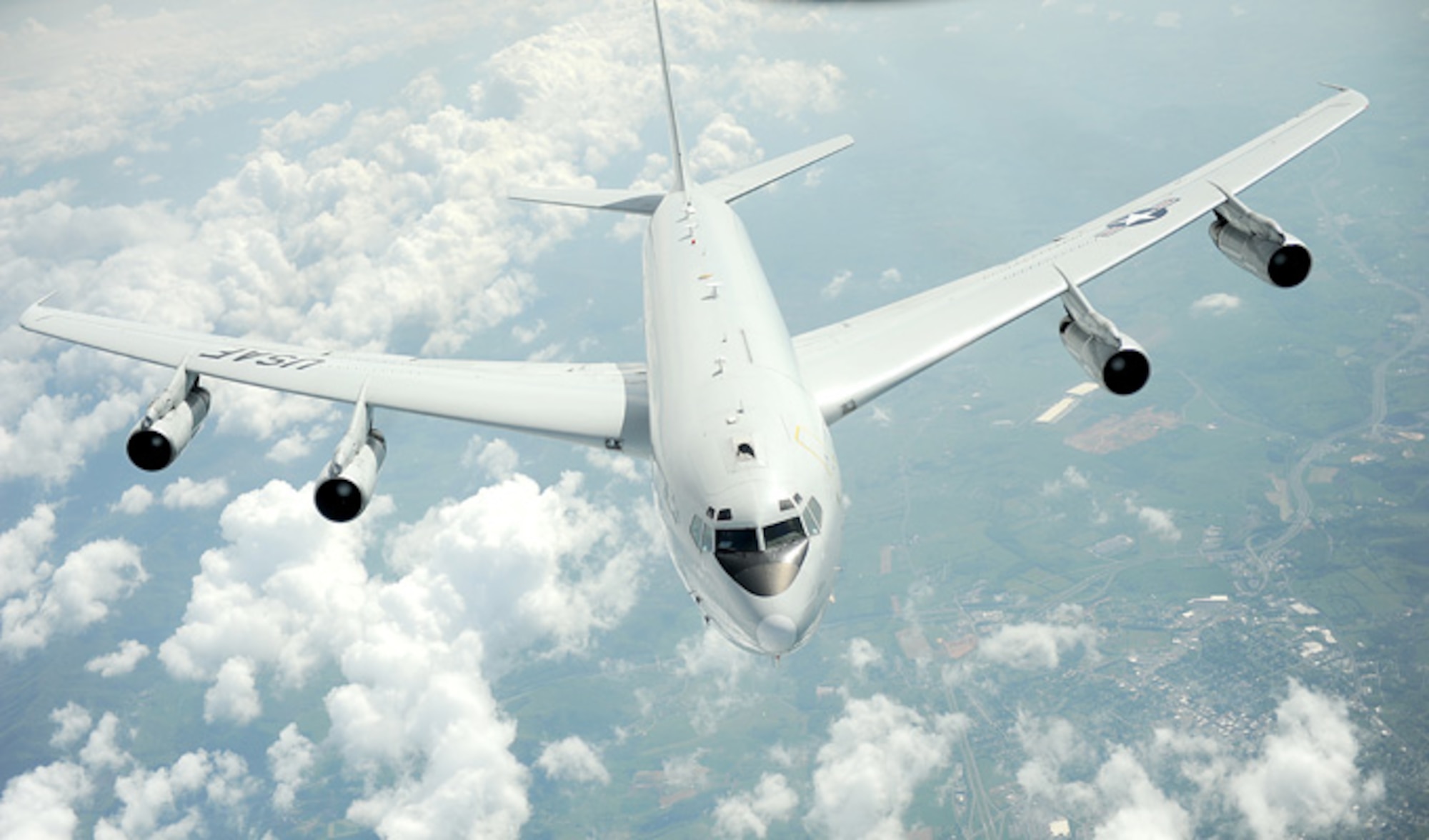 An E-8C Joint STARS from the 116th Air Control Wing, Robins Air Force Base, Ga., pulls away, May 1, 2012, after refueling from a KC-135 Stratotanker with the 459th Air Refueling Wing, Joint Base Andrews, Md. The E-8C Joint Surveillance Target Attack Radar System, or Joint STARS, is an airborne battle management, command and control, intelligence, surveillance and reconnaissance platform. Its primary mission is to provide theater ground and air commanders with ground surveillance to support attack operations and targeting that contributes to the delay, disruption and destruction of enemy forces. (U.S. Air Force photo/Master Sgt. Jeremy Lock)