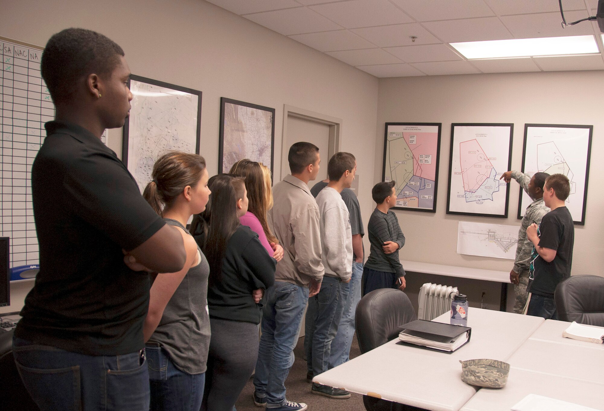 Students from River City High School’s Junior Reserve Officers Training Corps visited Travis Air Force Base, Calif., to learn about the Team Travis mission, March 21. The students, who are from West Sacramento, toured the installation, learning about the air traffic control, firefighter, explosive ordinance disposal and security forces career fields. Retired Col. Russell Warner, a senior aerospace science instructor for River City High’s JROTC program, explained that although this was the school’s first tour to Travis Air Force Base, the initial feedback from students was extremely positive and he hoped to bring future groups to the base. (U.S. Air Force photo/Senior Airman Cindy G. Alejandrez)