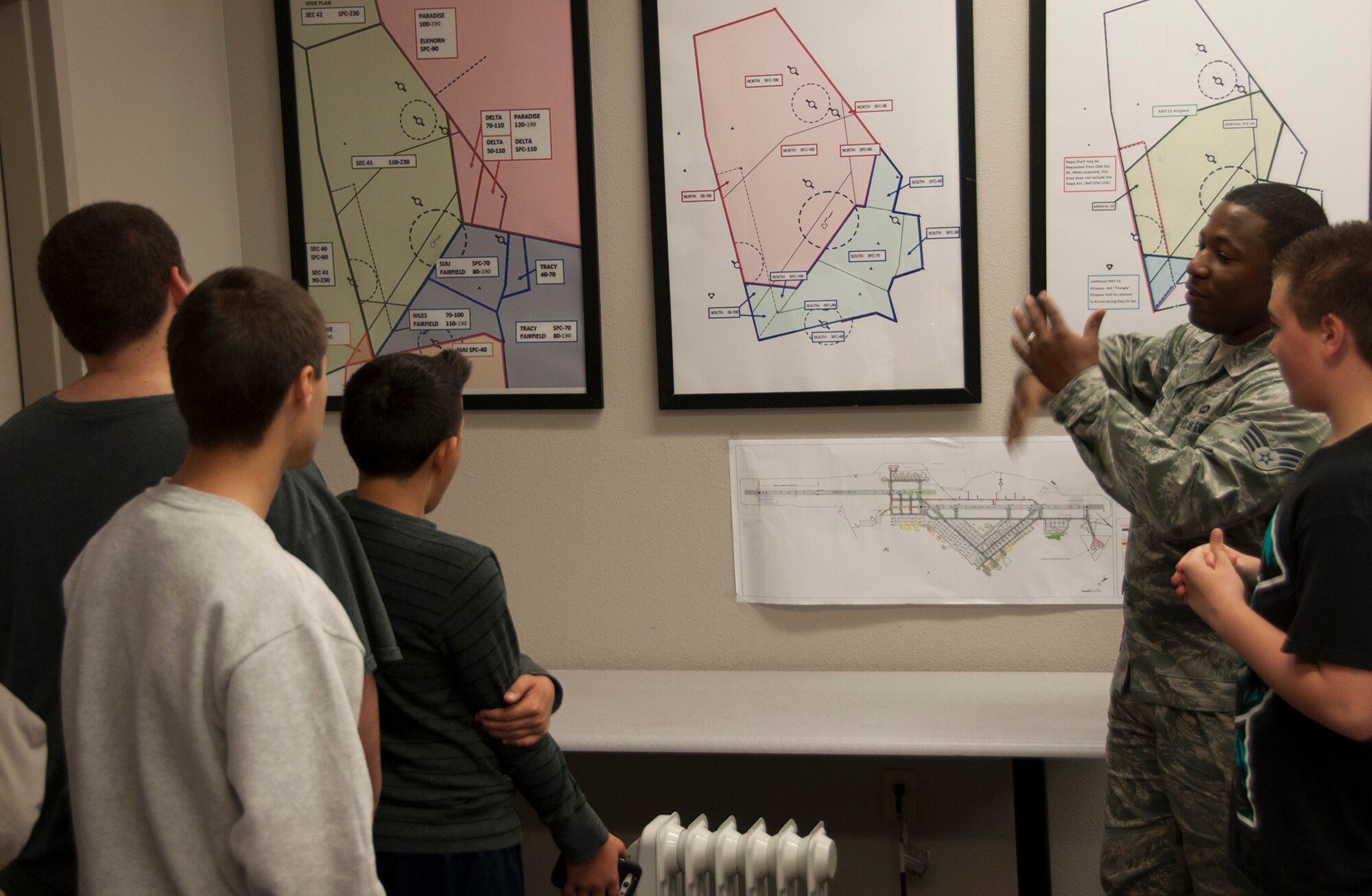 Students from River City High School’s Junior Reserve Officers Training Corps visited Travis Air Force Base, Calif., to learn about the Team Travis mission, March 21. The students, who are from West Sacramento, toured the installation, learning about the air traffic control, firefighter, explosive ordinance disposal and security forces career fields. Retired Col. Russell Warner, a senior aerospace science instructor for River City High’s JROTC program, explained that although this was the school’s first tour to Travis Air Force Base, the initial feedback from students was extremely positive and he hoped to bring future groups to the base. (U.S. Air Force photo/Senior Airman Cindy G. Alejandrez)