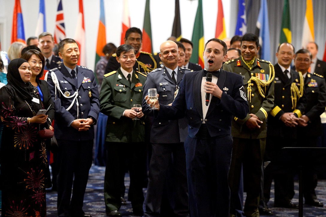 MSgt Joe Haughton and The Singing Sergeants entertained representatives from Air Forces around the world during the Annual Air Attache Reception (US Air Force Photo/released)