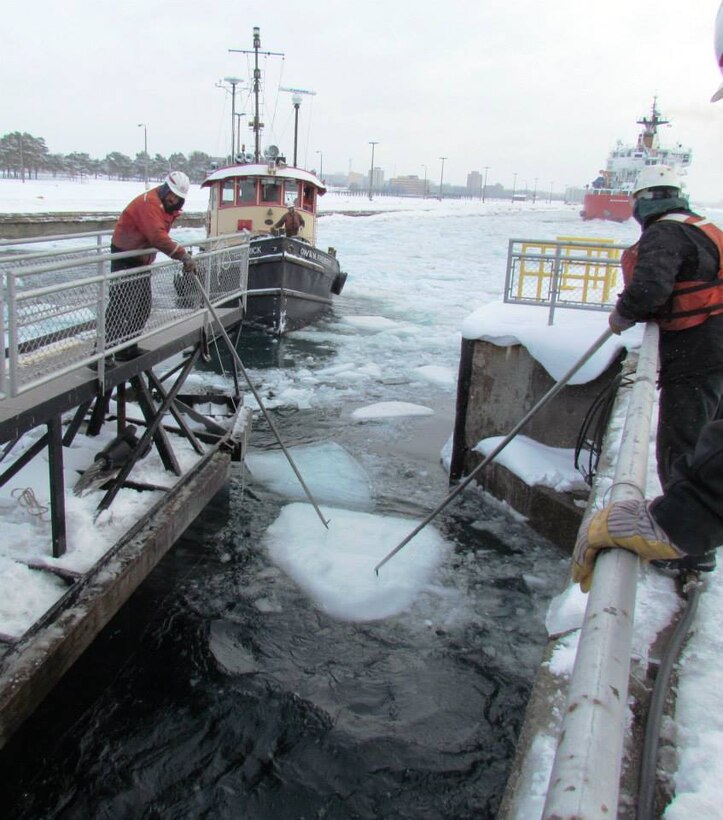 The locks underwent critical repairs and maintenance during the winter shutdown. Crews have battled the elements to put the Poe Lock back into operation at the scheduled time. The locks and Soo Locks crew will be available for service despite extremely heavy ice on the St. Marys River that has delayed the arrival of the first Cargo Vessel.

Note: photos of the crews during winter work are available on our Facebook page: https://www.facebook.com/pages/Detroit-District-US-Army-Corps-of-Engineers/144354390916 