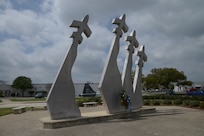 Joint Base San Antonio-Randolph's Missing Man Monument is the site of the 41st Freedom Flyer Reunion Wreath-laying Ceremony where pilots shot down and held captive during the Vietnam War and members still missing in action are honored March 28. All of the Freedom Flyers received their flying recertification after their return from prisoner-of-war status, or their final flight, on the JBSA-Randolph flightline. (U.S. Air Force photo by Joel Martinez)