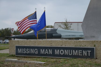 Joint Base San Antonio-Randolph's Missing Man Monument is the site of the 41st Freedom Flyer Reunion Wreath-laying Ceremony where pilots shot down and held captive during the Vietnam War and members still missing in action are honored March 28. All of the Freedom Flyers received their flying recertification after their return from prisoner-of-war status, or their final flight, on the JBSA-Randolph flightline. (U.S. Air Force photo by Joel Martinez)