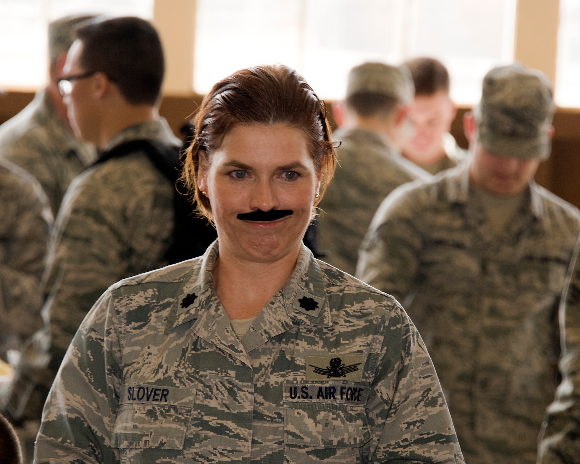 Gen. Mark A. Welsh III, Chief of Staff of the U.S. Air Force, put out the Mustache March Challenge and the 364TH Training Squadron answered. The 364TH TRS held an ice cream social and approximately 530 Airmen (Active, Guard, Reserve, Civilian and Contractor) joined in the festivities celebrating the Air Force Heritage and having a little fun at the same time on Mar. 27, 2014 at Sheppard Air Force Base, Texas. Many of them grew mustaches or got into the spirit by donning fake mustaches. Prizes were awarded to the four categories of best permanent party mustache, best AIT mustache, nice try “cheesiest” and best “non- mustache.” (U.S. Air Force photo/Danny Webb) 