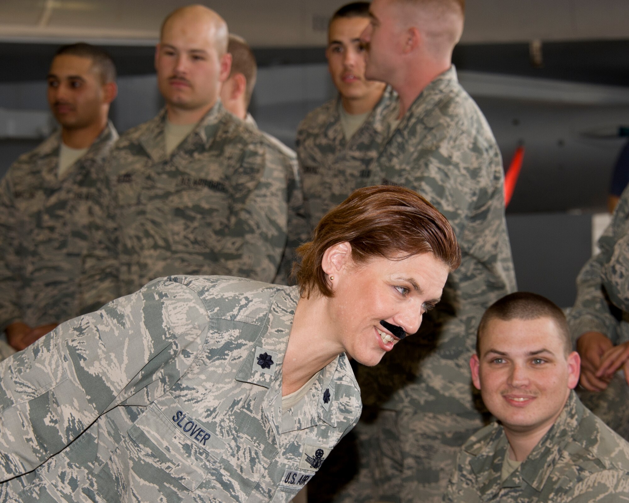 Gen. Mark A. Welsh III, Chief of Staff of the U.S. Air Force, put out the Mustache March Challenge and the 364TH Training Squadron answered. The 364TH TRS held an ice cream social and approximately 530 Airmen (Active, Guard, Reserve, Civilian and Contractor) joined in the festivities celebrating the Air Force Heritage and having a little fun at the same time on Mar. 27, 2014 at Sheppard Air Force Base, Texas. Many of them grew mustaches or got into the spirit by donning fake mustaches. Prizes were awarded to the four categories of best permanent party mustache, best AIT mustache, nice try “cheesiest” and best “non- mustache.” (U.S. Air Force photo/Danny Webb) 
