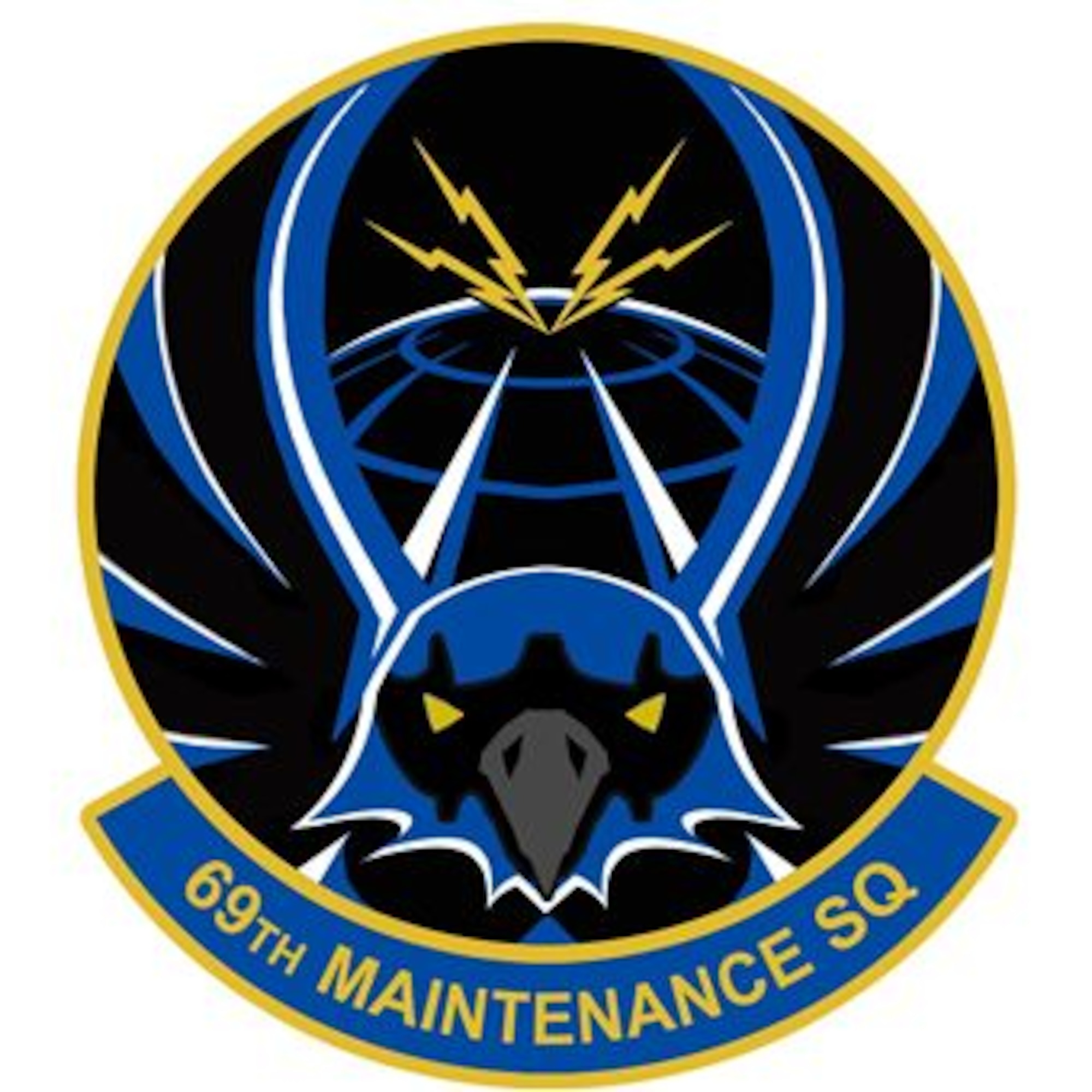 69th Maintenance Squadron shield (Color). The 69th MXS is a subordinate unit of the 69th Reconnaissance Group, a tenant unit at Grand Forks Air Force Base, N.D. In accordance with Chapter 3 of AFI 84-105, commercial reproduction of this emblem is NOT permitted without the permission of the proponent organizational/unit commander.(U.S. Air Force graphic)