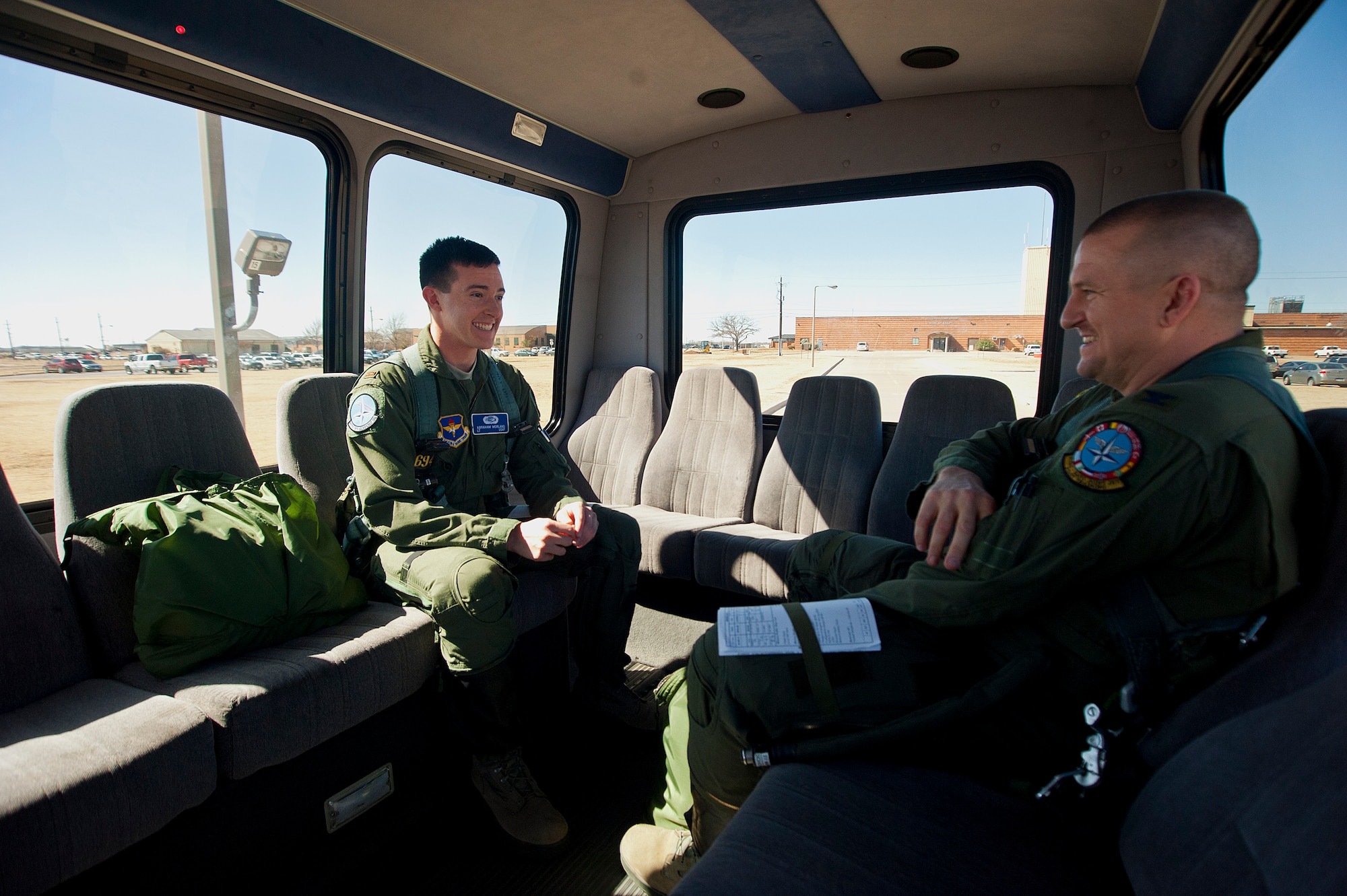 2nd Lt. Abraham Morland, an 80th Flying Training Wing student, held dual citizenship in both the United States and the United Kingdom. Having opportunities to fly for both countries, he eventually chose to renounce his British citizenship and fly for the United States Air Force. Morland prepares to embark on his first flight, known as the dollar ride. (U.S. Air Force photos by Airman 1st Class Jelani Gibson)  