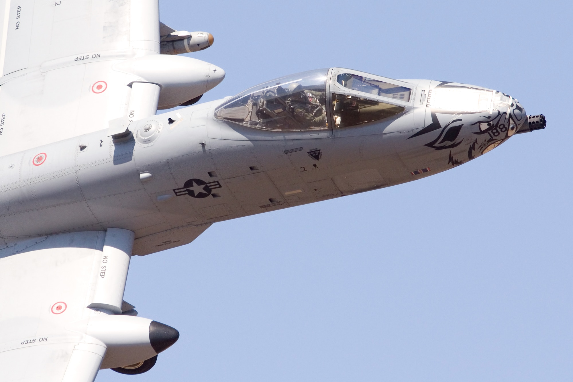 Maj. Doug Davis, a pilot with the 188th Fighter Wing, trains at the 188th’s Detachment 1 Razorback Range March 25, 2014, during his fini flight in the A-10C Thunderbolt II “Warthog.” Davis is the 188th Detachment 1 commander. (Courtesy photo by Nick Thomas)