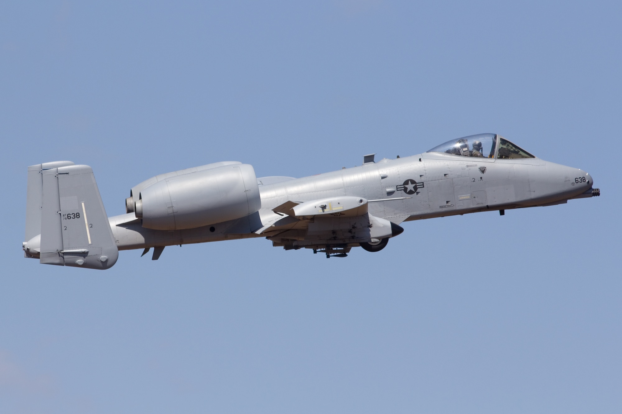 Lt. Col. Marty Dahlem, a pilot with the 184th Fighter Squadron, trains at the 188th Fighter Wing’s Detachment 1 Razorback Range March 25, 2014, during his fini flight in the A-10C Thunderbolt II “Warthog.” Dahlem is the 188th Operations Support Squadron commander. (Courtesy photo by Nick Thomas)