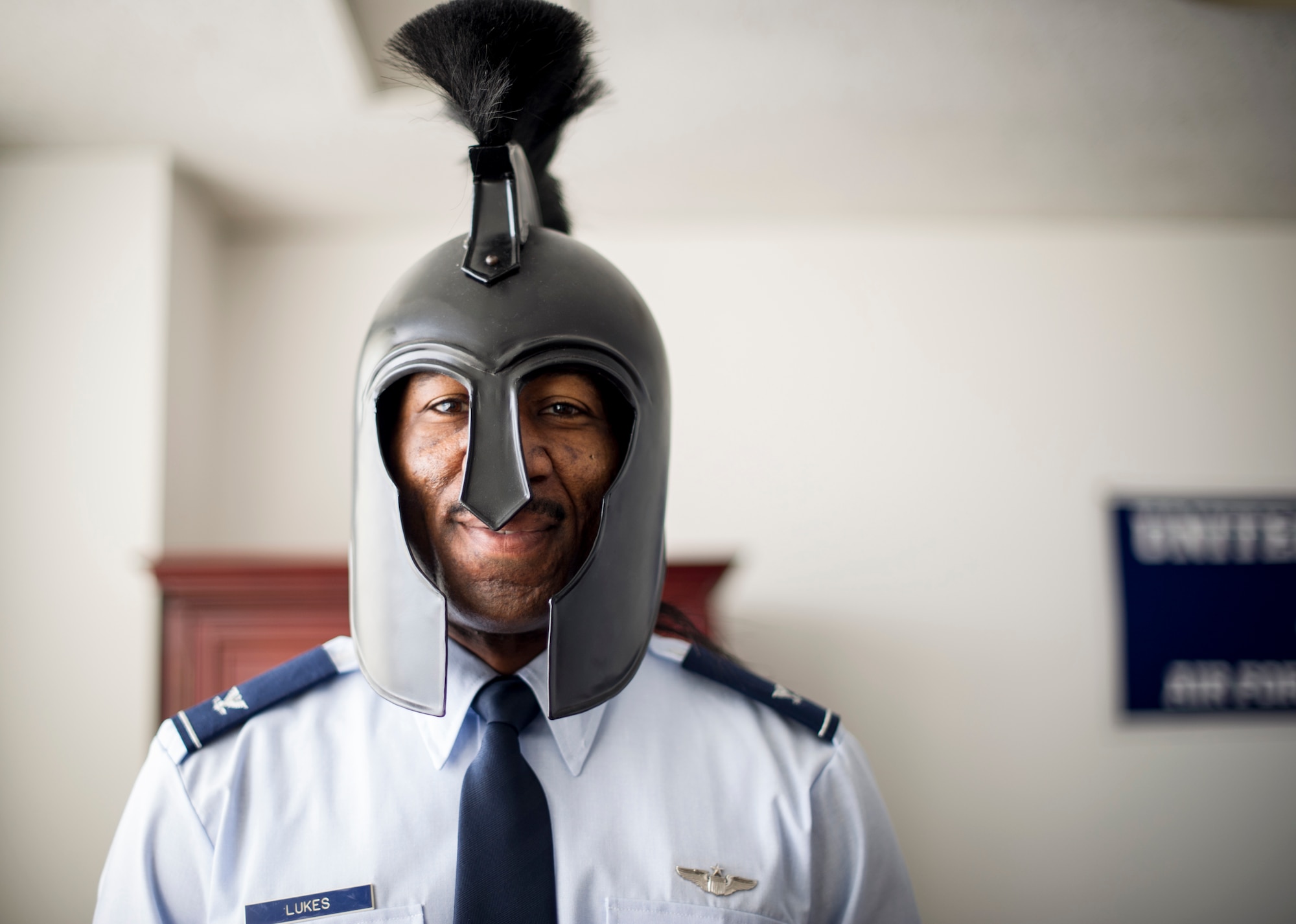 Col. Clarence Lukes, 374 Airlift Wing, Vice Commander, participates in mustache March at Yokota Air Base, Japan, March 28, 2014. Mustache March is annual event occurring in the month of March, where men in the United States Air Force grow mustaches to honor Air Force legend General Robin Olds. (U.S. Air Force photo by Staff Sgt. Stacy Moless) 