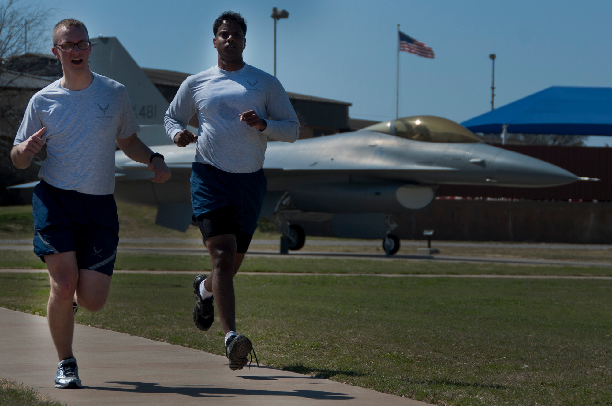 Members of Sheppard Air Force Base, Texas, participate in a 5k run to kick off the Air Force Assistance Fund campaign, March 24, 2014. The AFAF is one of only two official Air Force fundraisers that aims to provide support to Air Force personnel and their families. (U.S. Air Force photo/Airman 1st Class Robert L. McIlrath)