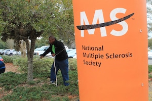 Master Sgt. Young helps with setting up the finish line March 1, 2014, at the Multiple Sclerosis Challenge Walk in Mt Pleasant, S.C. Members of the 841st Transportation Battalion volunteered their time to assist volunteers and participants. 
