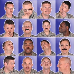 Mountain Home Airmen pose for a photo for Mustache March. Airman grew mustaches in March for various reasons; the two themes that were consistant are fun and morale, which are Comprehensive Airman Fitness weapons in battling day-to-day adversity.(U.S. Air Force Photo Illustration by Tech. Sgt. JT May III/Released)
