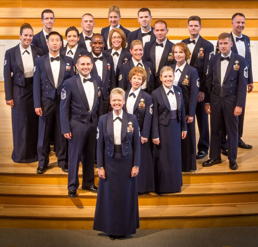 Members of the Singing Sergeants, led by Chief Master Sgt. Angela Burns. (U.S. Air Force photo by Master Sgt. Tara Islas/released)