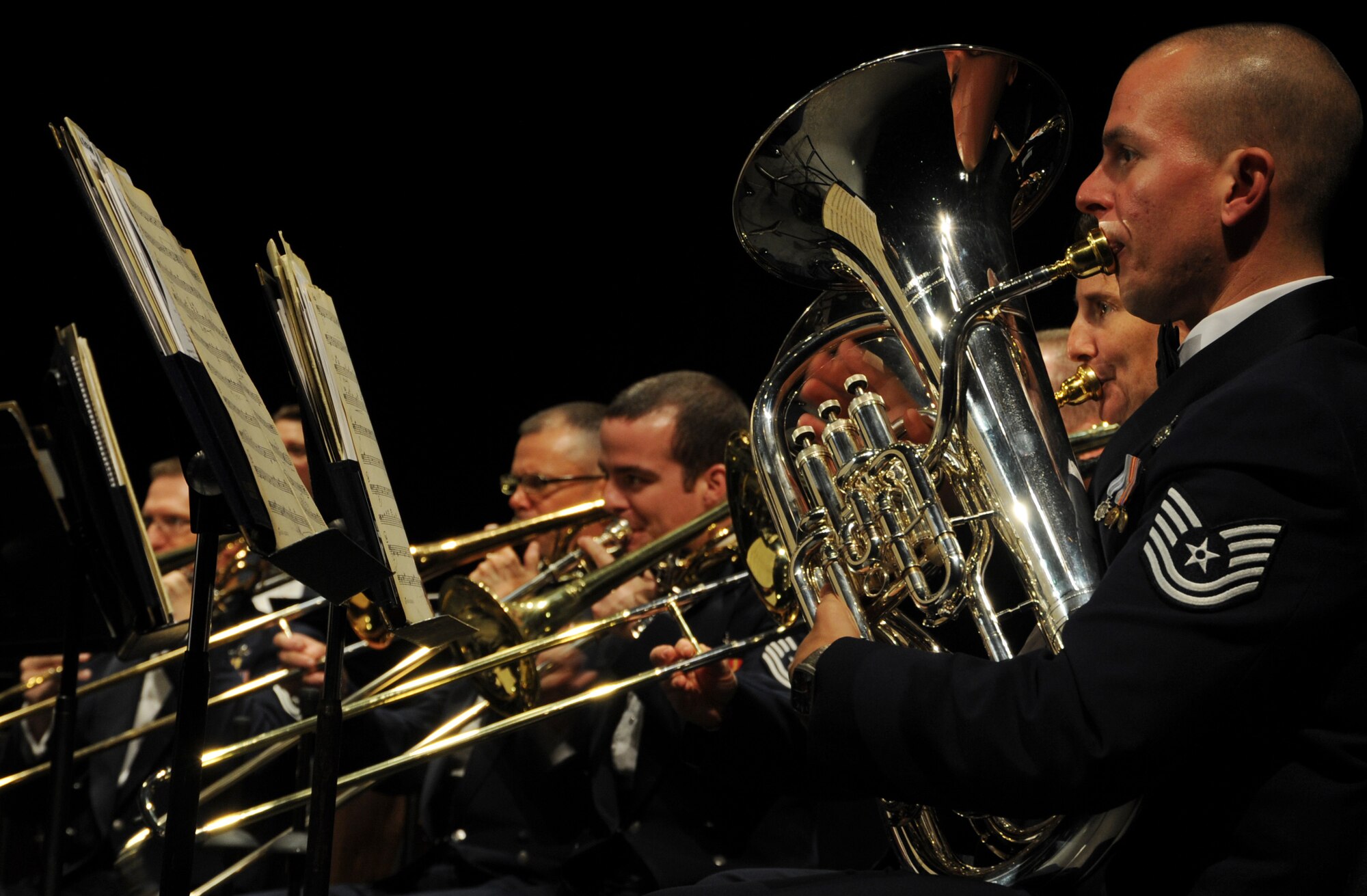 Members of the Concert Band during their Fall 2012 tour. The Concert Band and Singing Sergeants hit the road in April for the first time since that trip,
traveling to Michigan, Illinois and Indiana. (U.S. Air Force photo by Staff Sgt. Keyonna Fennell/released)