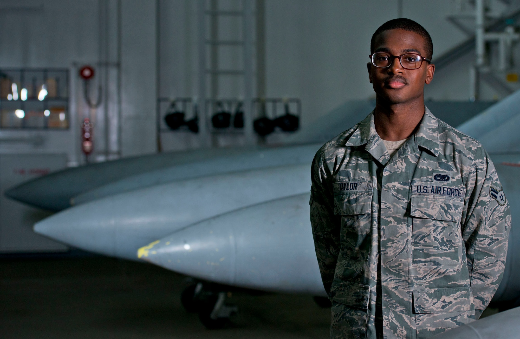 U.S. Air Force Airman 1st Class Paul Taylor, 35th Maintenance Squadron fuels systems repair journeyman, is the Wild Weasel of the Week at Misawa Air Base, Japan, March 28, 2014.  Taylor is responsible for ensuring the fuel systems on the F-16 Fighting Falcon runs properly and efficiently.  (U.S.  Air Force photo/Tech. Sgt. Araceli Alarcon)