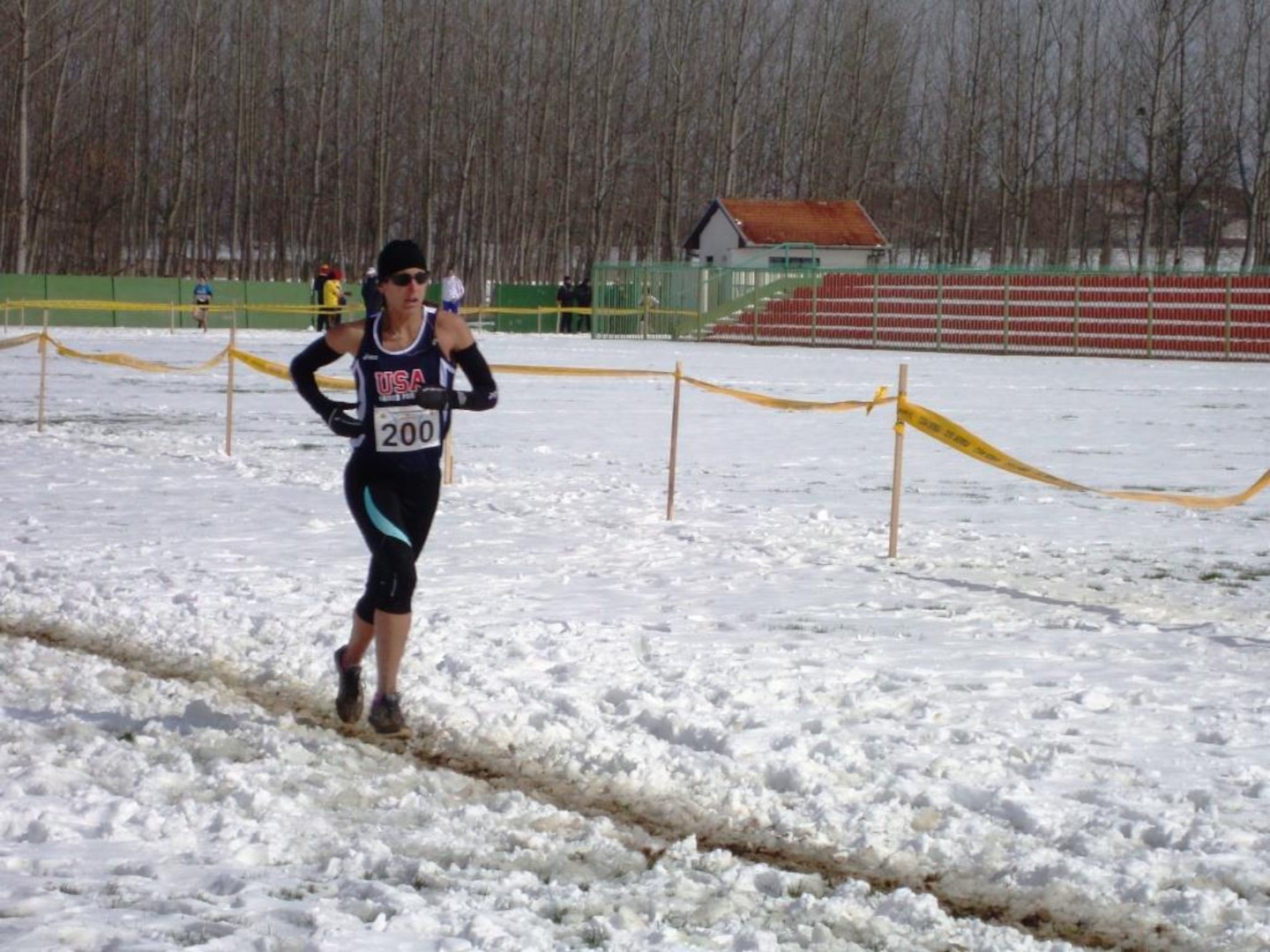 Navy lieutenant Gina Slaby (Naval Base Norfolk, VA) competing in the 2013 CISM World Military Cross Country Championship in Apatin, Serbia on 16 March 2013
