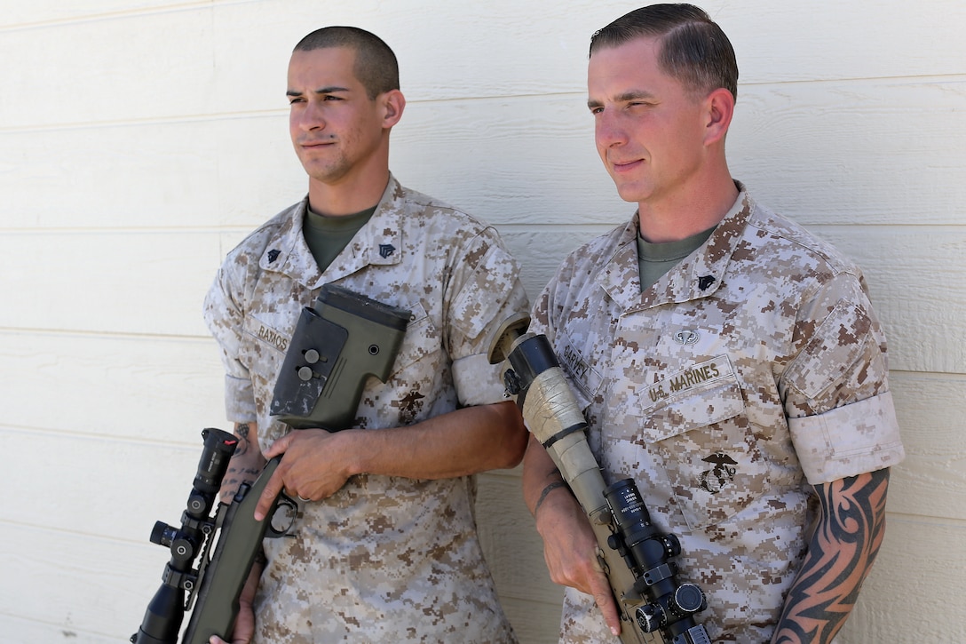 Sgt. Daniel Ramos, left, and Sgt. Shaun Garvey earned first place overall during the 43rd Winston P. Wilson Sniper Championship held at Ft. Chaffee, Ark., April 19-26.

The shooting and tactics competition tested the skills, techniques and procedures of 17, 2-man sniper teams from different branches of service, with Ramos and Garvey representing the West Coast Marines.

Ramos and Garvey are instructors at the Sniper Basic Course, Advanced Infantry Battalion here.

