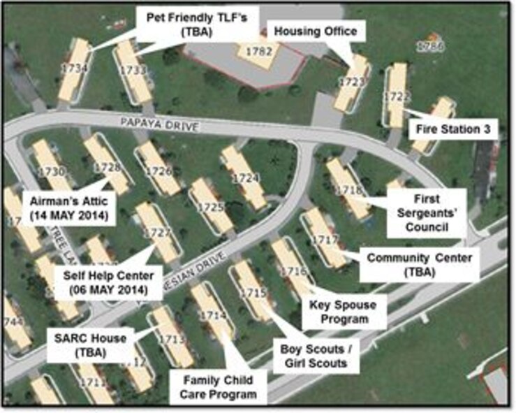 The 36th Civil Engineer Squadron Self-Help Center moved to a new location in base housing May 2. The new location is in the new "Town Center" concept for housing. (Courtesy graphic)