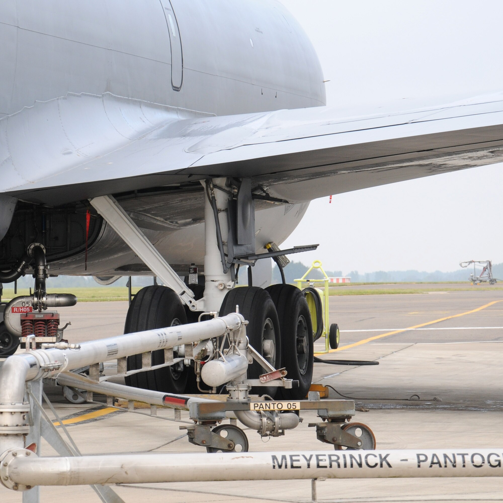 A pantograph allows fuel to flow from underground piping to a transient KC-135 Stratotanker April 22, 2014, on RAF Mildenhall, England. The 100th Logistics Readiness Squadron’s fuels section is a 24/7 operation ensuring planes are always mission ready. (U.S. Air Force photo by Gina Randall/Released)