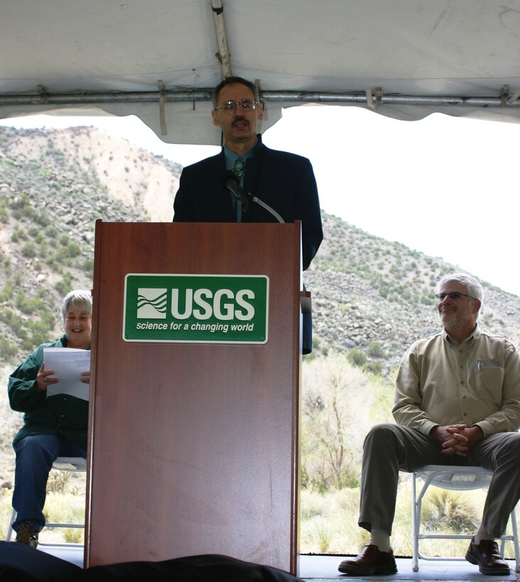 EMBUDO, N.M., -- During the 125th anniversary of the USGS Embudo streamgage, Mark Yuska, the District’s Operations Division chief, spoke about the importance of the USGS-Albuquerque District, Corps of Engineers partnership of more than 75 years.