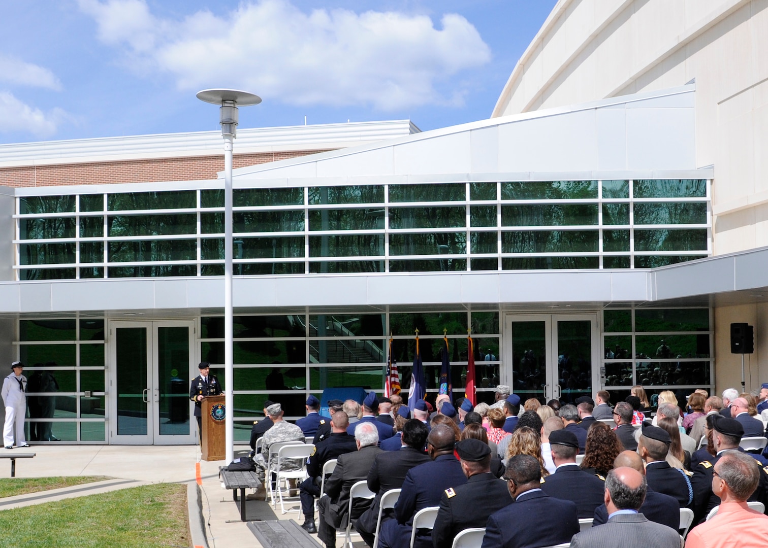 DIA Director Lt. Gen. Michael T. Flynn gives his remarks during a building dedication ceremony in honor of the late Col. James N. Rowe at the DIA Field Support Activity Rivanna Station in Charlottesville, Va. 