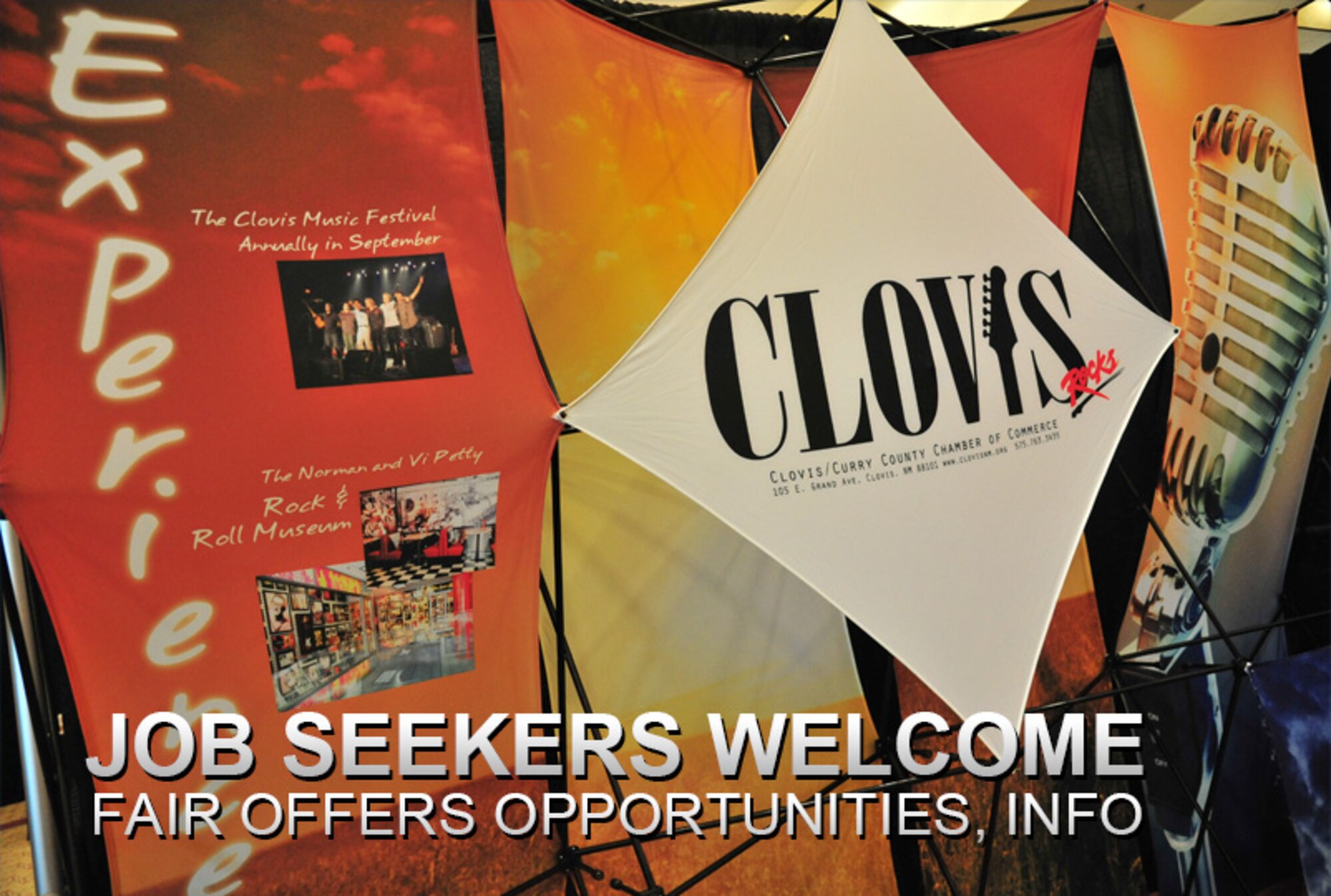 The Regional Growth Management Office, in conjunction with the Public-Private Private-Public Partnership and other affiliates, hosted a regional Spring Job Fair April 29, 2014 at the Clovis Civic Center, N.M. For additional information regarding P-4 Partnership, contact the Clovis/Curry County Chamber of Commerce at 575-763-3435 or the Eastern Plains Council of Governments at 575-762-7714. (U.S. Air Force photo illustration/Senior Airman Alexxis Pons Abascal)