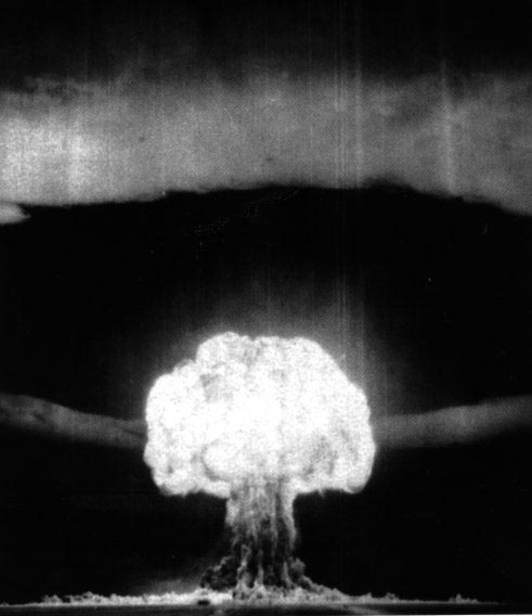 The Soviet Union detonates a 400 kiloton  thermonuclear weapon at the Semipalatinsk Test Site, Kazakhstan, in August 1953.  Dubbed  Joe-4 by the west, the bomb was significant because it was a deliverable thermonuclear device — a milestone the U.S. would not reach until May 1956.  (Photo courtesy of the Nuclear Weapons Archive)