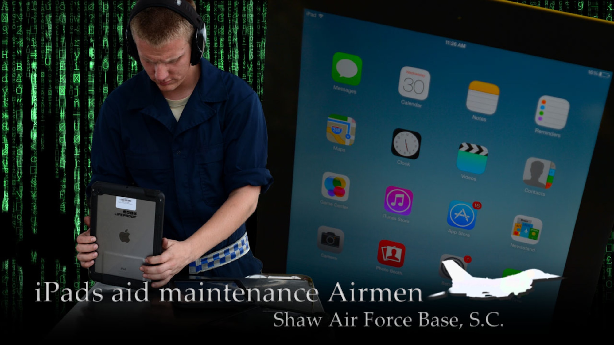 Airmen assigned to the 20th Maintenance Group began testing Apple iPads in place of Technical Order manuals at Shaw Air Force Base, S.C., April 28, 2014. (U.S. Air Force photo illustration by Airman 1st Class Jensen Stidham/Released)