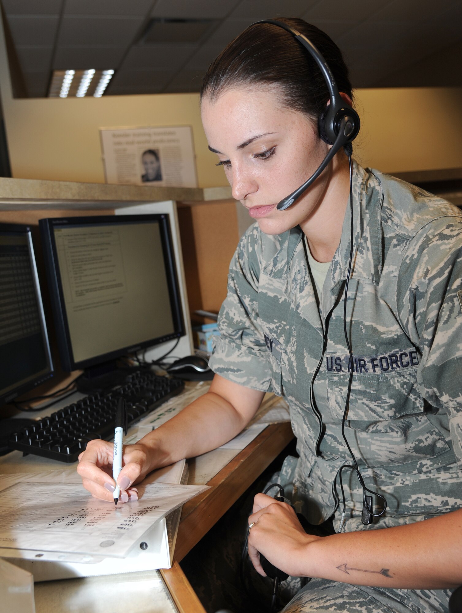 Airman 1st Class Sara Melnick, 334th Training Squadron, prepares for her final exam in the aviation resource management apprentice course May 2, 2014, at Cody Hall, Keesler Air Force Base, Miss.  Melnick, from St. Augustine, Fla., is scheduled to graduate with perfect scores May 8, and then will report to the 86th Operation Support Squadron, Ramstein Air Base, Germany.  (U.S. Air Force photo by Kemberly Groue)