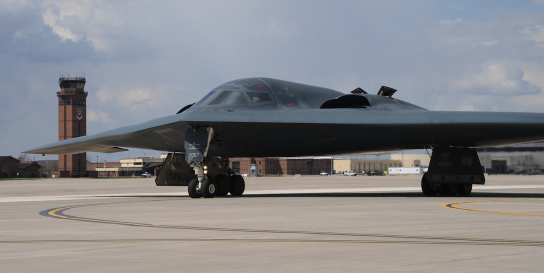 B-2 Spirits taxi for take-off