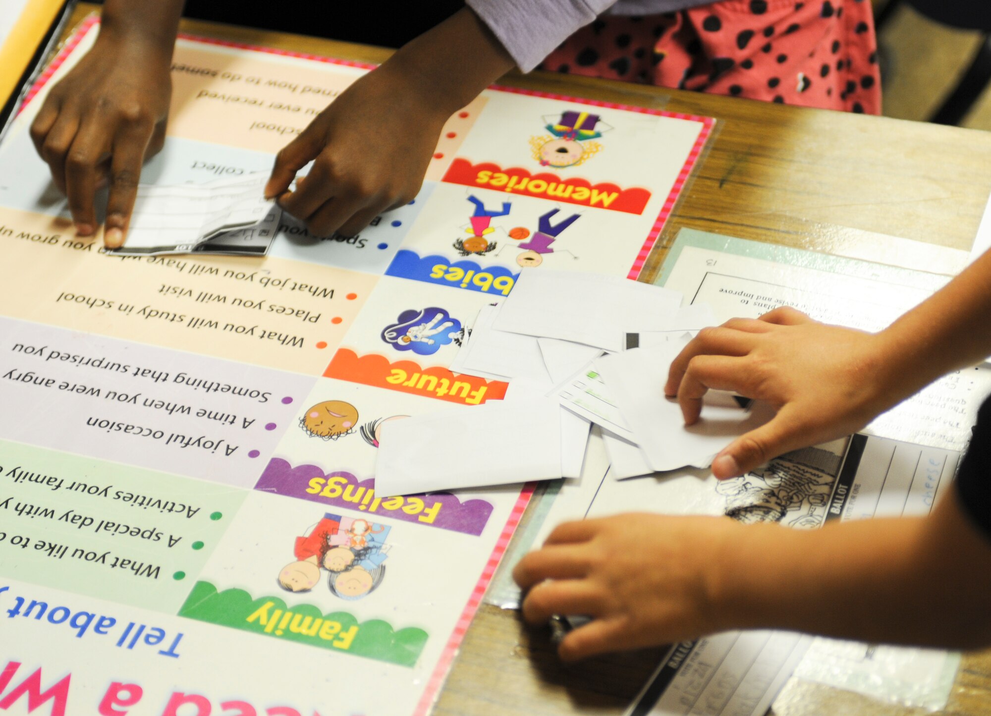 Students from the Borman Elementary School count ballots after a mock election during a Law Day visit to Borman Elementary School at Davis-Monthan Air Force Base, Ariz., May 1, 2014. During the visit, the students participated in the mock election to help them understand the importance of a vote. (U.S. Air Force photo by Senior Airman Sivan Veazie/Released)