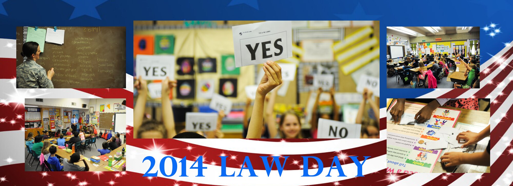 Borman Elementary School students participated in Law Day at Davis-Monthan Air Force Base, Ariz., May 1, 2014. During the visit, students learned the importance of law and why we vote for our senior leaders. (U.S. Air Force photo by Senior Airman Sivan Veazie/Released)