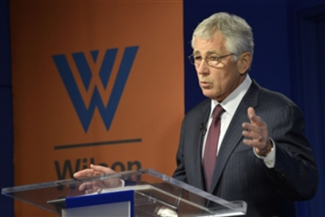 Defense Secretary Chuck Hagel delivers remarks during the forum "Into the Fold or Out in the Cold? NATO Expansion and European Security After the Cold War," at the Ronald Reagan Building in Washington, D.C., May 2, 2014. 