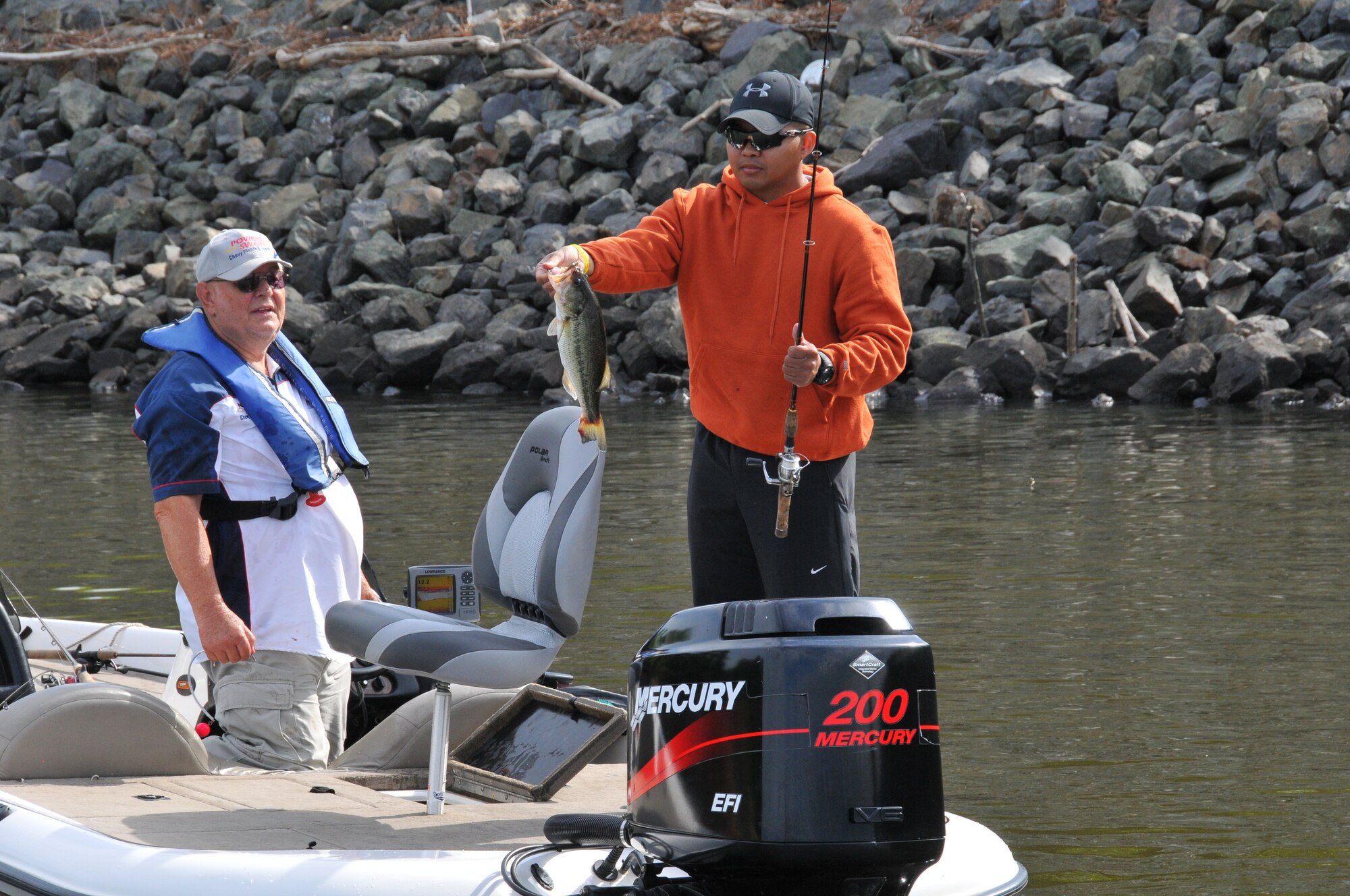 JORDAN LAKE STATE PARK, N.C. – Bass anglers, including 150 service men and women, compete in the 9th Annual Warriors on the Water Military Appreciation Bass Fishing Tournament, here May 2.  WOW is a non-profit organization that arranges the annual fishing tournament with volunteers who partner with members of the Armed Forces to show appreciation for their service.  (U.S. Air Force photo by Adam Luther)