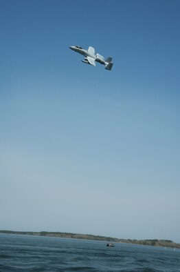 The 190th Fighter Squadron "Warthog" pilots trained with close air support missions on the Toledo Bend Army recreational lake March 19 while deployed to Barksdale Air Force Base. (Air National Guard photo by Master Sgt. Becky Vanshur)





