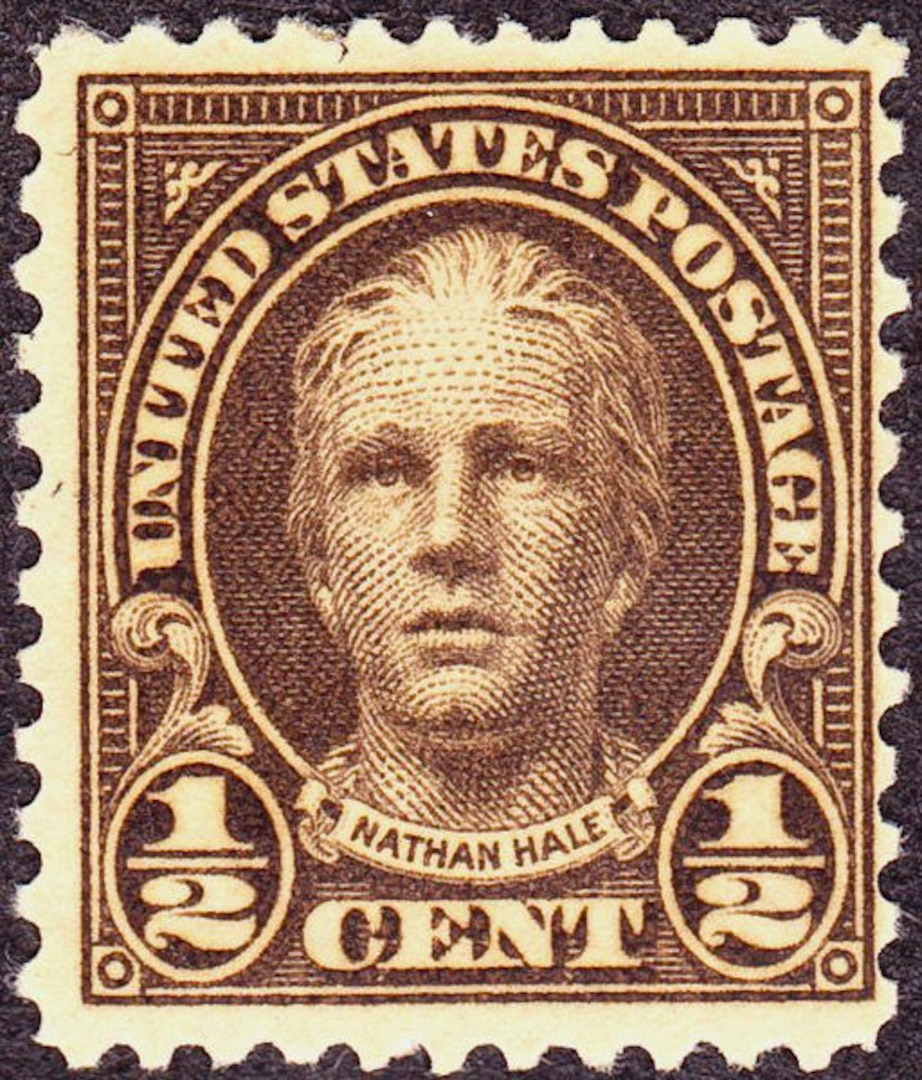 Nathan Hale postage stamp issued between 1925 and 1929.