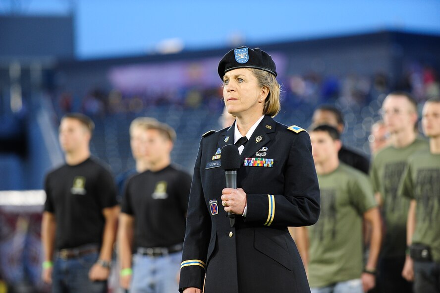 Members of the U.S. Armed Forces turned out for the Colorado Rapids match against the L.A. Galaxy to celebrate military appreciation night at Dick's Sporting Goods Park, Commerce City, Colo., May 3. Among the special events to honor and celebrate the military, Colorado Army National Guard Col. Angela Stowell conducts a swearing-in ceremony of more than 100 recruits during the game’s half-time event.   