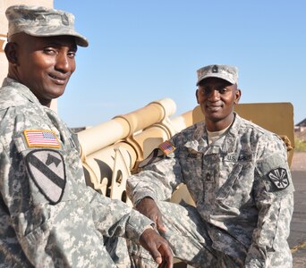 Frederick and Derick Aidoo were recently promoted to master sergeant. The twins joined the National Guard together 19 years ago and continue to serve side-by-side.