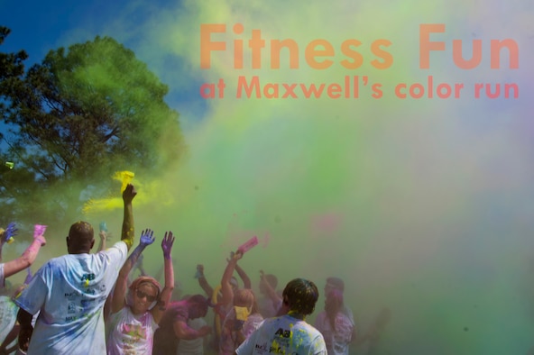 Color run participants throw leftover colored dust into the air during the color party at the Maxwell Air Force Base color run May 3, 2014. The 42nd Force Support Squadron fitness center and outdoor recreation center put on the event as a moral and wellness activity. (U.S. Air Force photo illustration by Staff Sgt. Natasha Stannard)