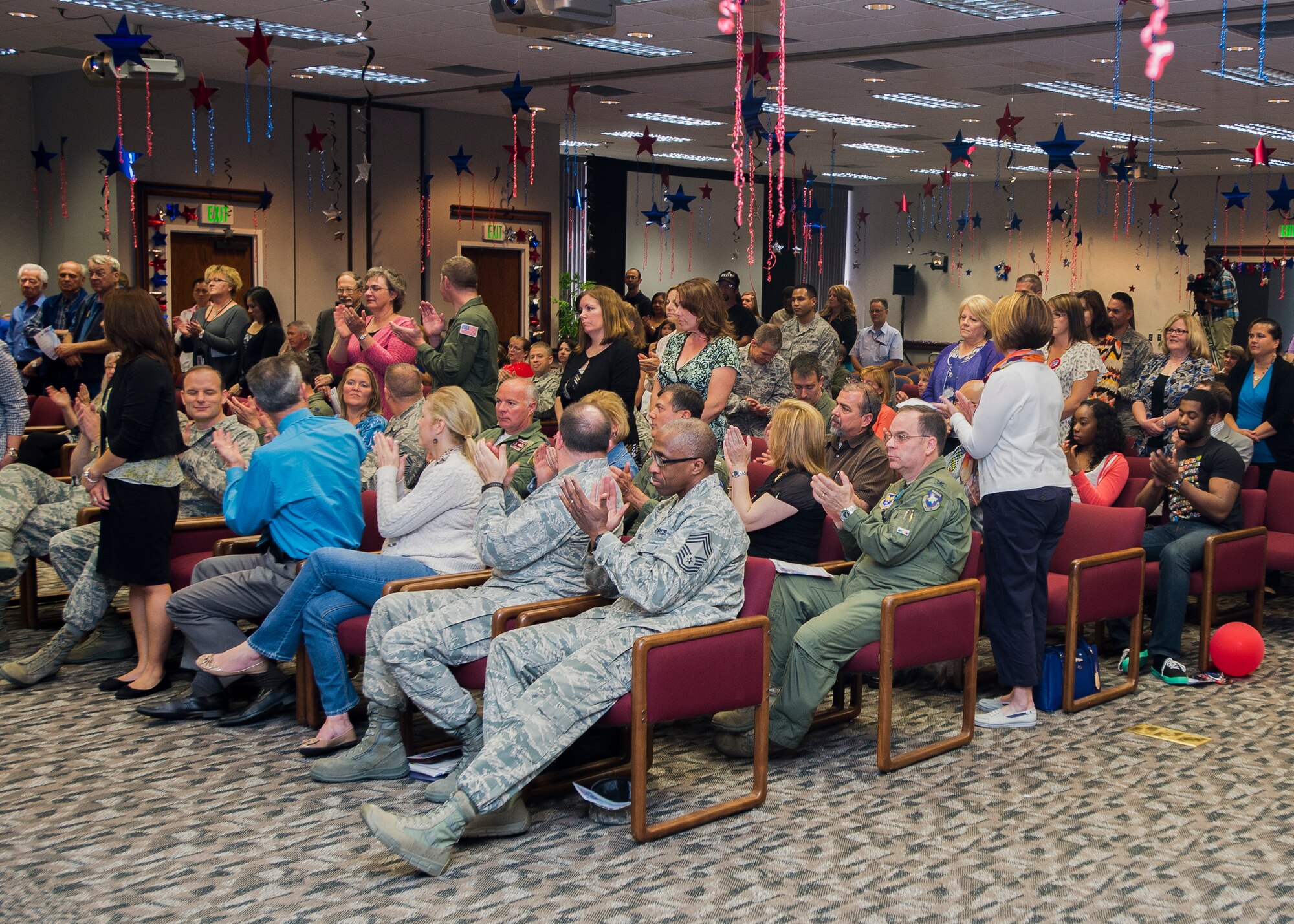This year’s annual Edwards Air Force Base Volunteer Appreciation Ceremony was hosted by the Airmen and Family Readiness Center April 29. The theme was, “Our Volunteers are Shining Stars.” More than 400 people from Edwards AFB donated 55,000 volunteer hours. (U.S. Air Force photo by Ethan Wagner)