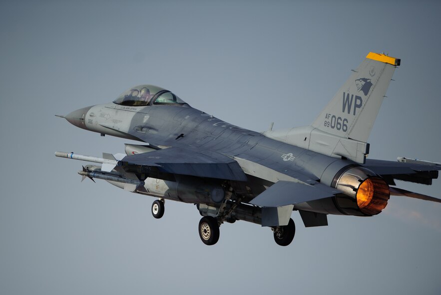 An 80th Fighter Squadron pilot takes off during the first go of exercise Beverly Bulldog 14-2 at Kunsan Air Base, Republic of Korea, May 5, 2014. The pilots launched to participate in the first of many peninsula-wide sorties in order to train to “Take the Fight North.” (U.S. Air Force photo by Senior Airman Armando A. Schwier-Morales/Released)