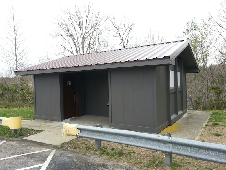 This is the newly renovated restrooms nearby the beach at Laurel River Dam in London, Ky., April 14, 2014. Workers replaced the roof, added exterior siding, installed interior floor tiles, added new doors and plumbing fixtures, and painted the interior walls and ceilings. The facility is operated by the U.S. Army Corps of Engineers Nashville District.