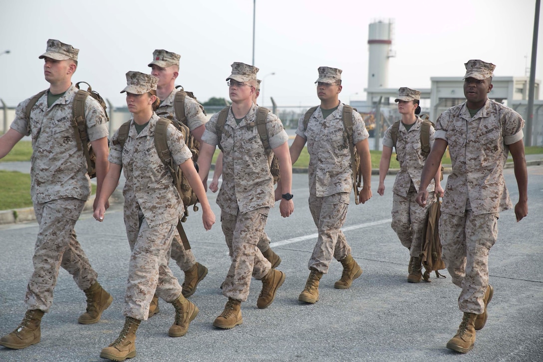 - Lance Cpl. Joshua Nickson, right, leads a group of Marines as part of a five-day Lance Corporal Leadership and Ethics Seminar April 28 through May 2 on Camp Kinser. The course allowed the attending Marines to participate in mentor led, guided discussions with their peers. Nickson is an Atlanta, Ga. native and dispersing technician with Combat Logistics Regiment 37, 3rd Marine Logistics Group, III Marine Expeditionary Force. 