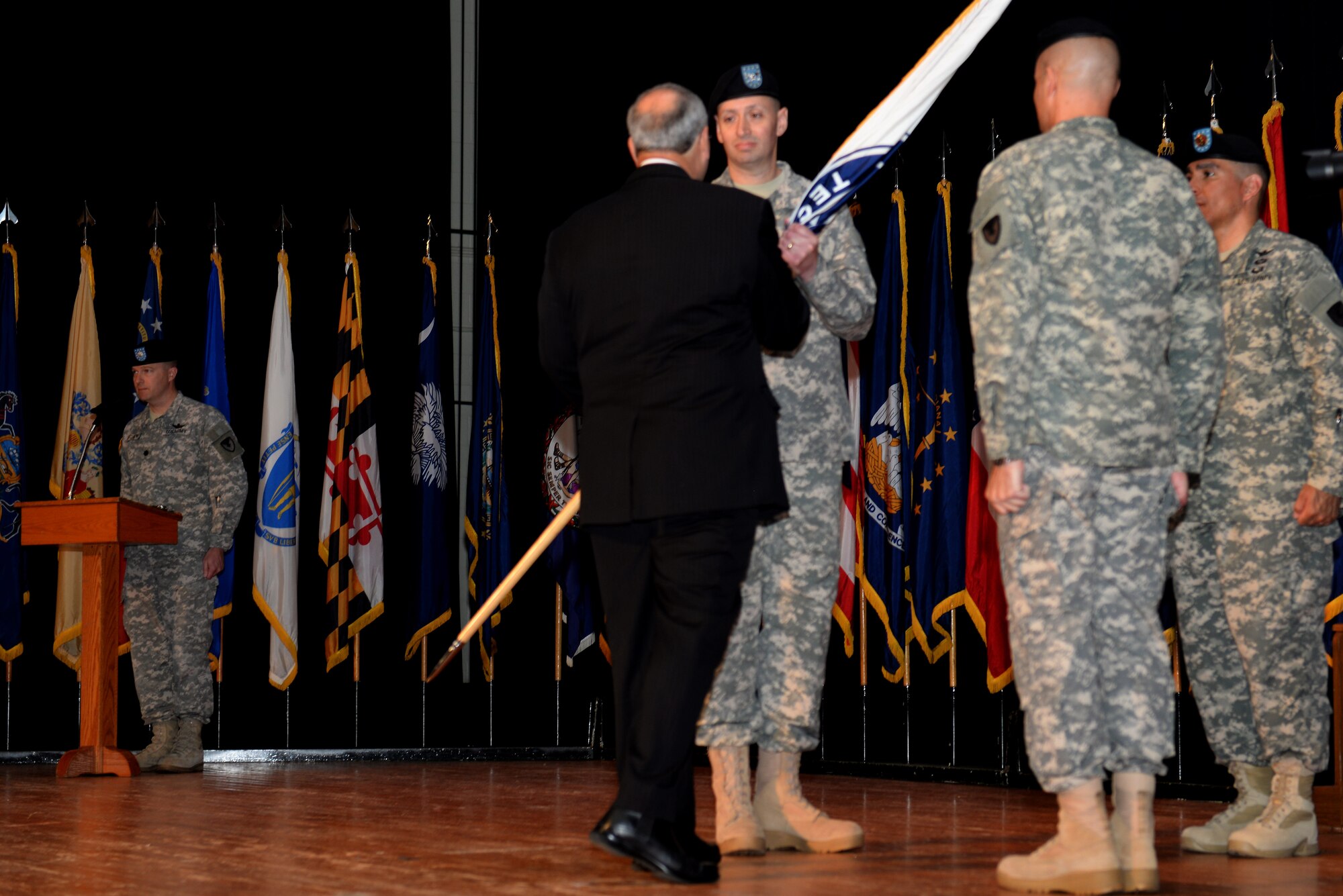 U.S. Army Col. Steven Braddom assumed command of the Aviation Applied Technology Directorate, Aviation Development Directorate in a ceremony at Fort Eustis, May 2, 2014.  AATD is a directorate of the Aviation and Missile Research, Development and Engineering Center, which is a part of the Research, Development and Engineering Command, which falls under Army Materiel Command. (U.S. Air Force photo by Senior Airman Teresa J.C. Aber/Released)