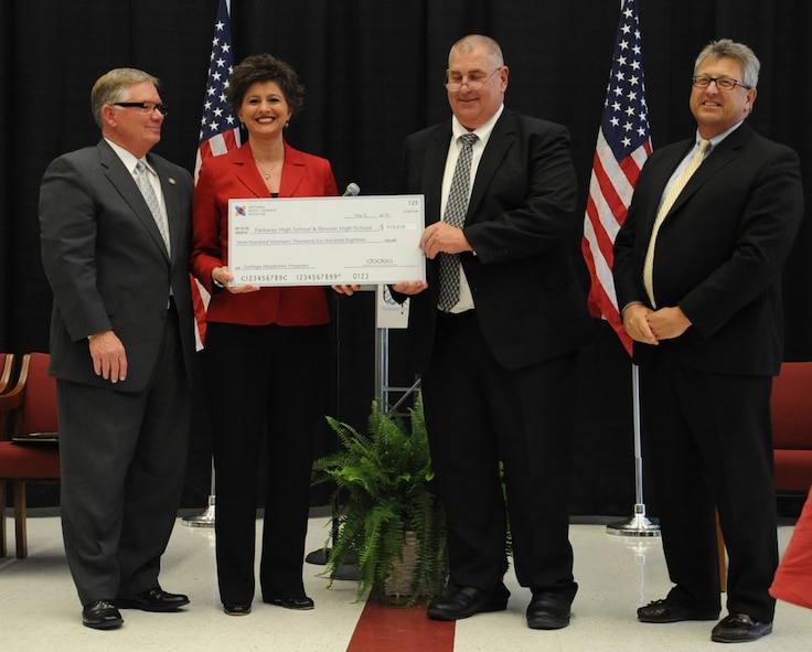 The National Math and Science Initiative and the Department of Defense Education Activity awarded a grant for $919, 618 to Parkway and Bossier High School at the Bossier Instructional Center in Bossier City, La., May 6, 2014. The grant was awarded to expand each school?s advanced placement courses. Parkway and Bossier have a high concentration of military connected students. (U.S. Air Force photo/Staff Sgt. Sean Martin) 