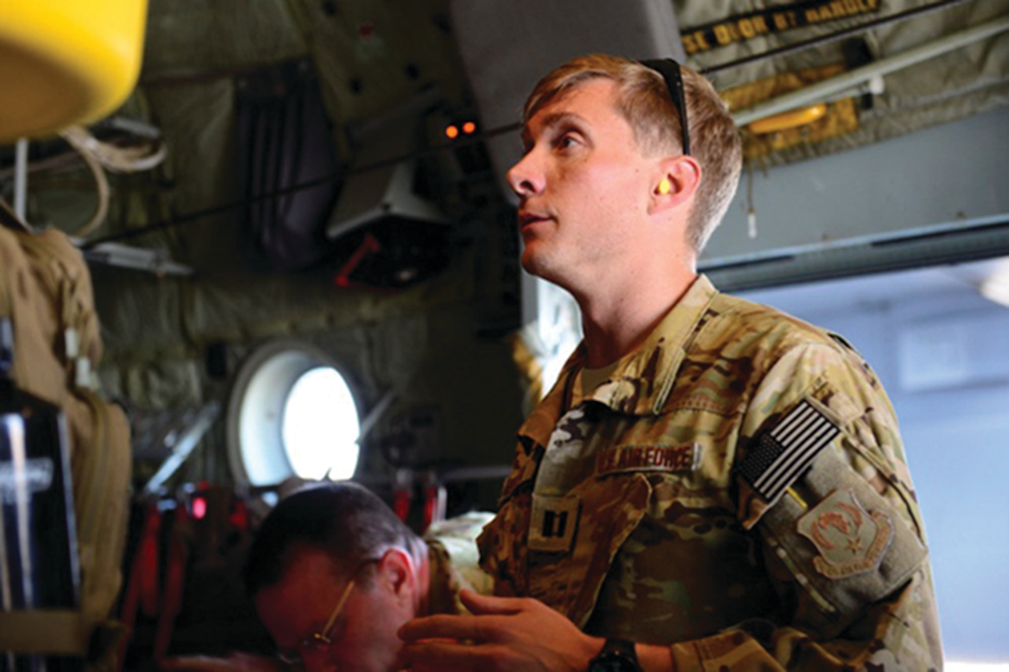 Capt Josh Miller, Aircraft Commander of Rogue 52, speaks with members of the East Africa Response Force.