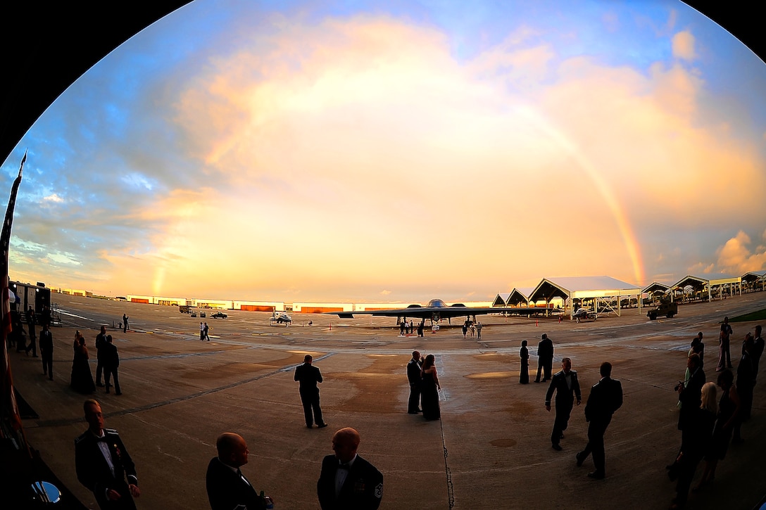 During the Year of the B-2 Gala a rainbow made a brief appearance over the “Spirit of Missouri” at Whiteman Air Force Base, Mo., Sept. 28, 2013. The gala celebrated the 20th anniversary of the B-2 Spirit stealth bomber, which made its first landing at Whiteman in December 1993.  
