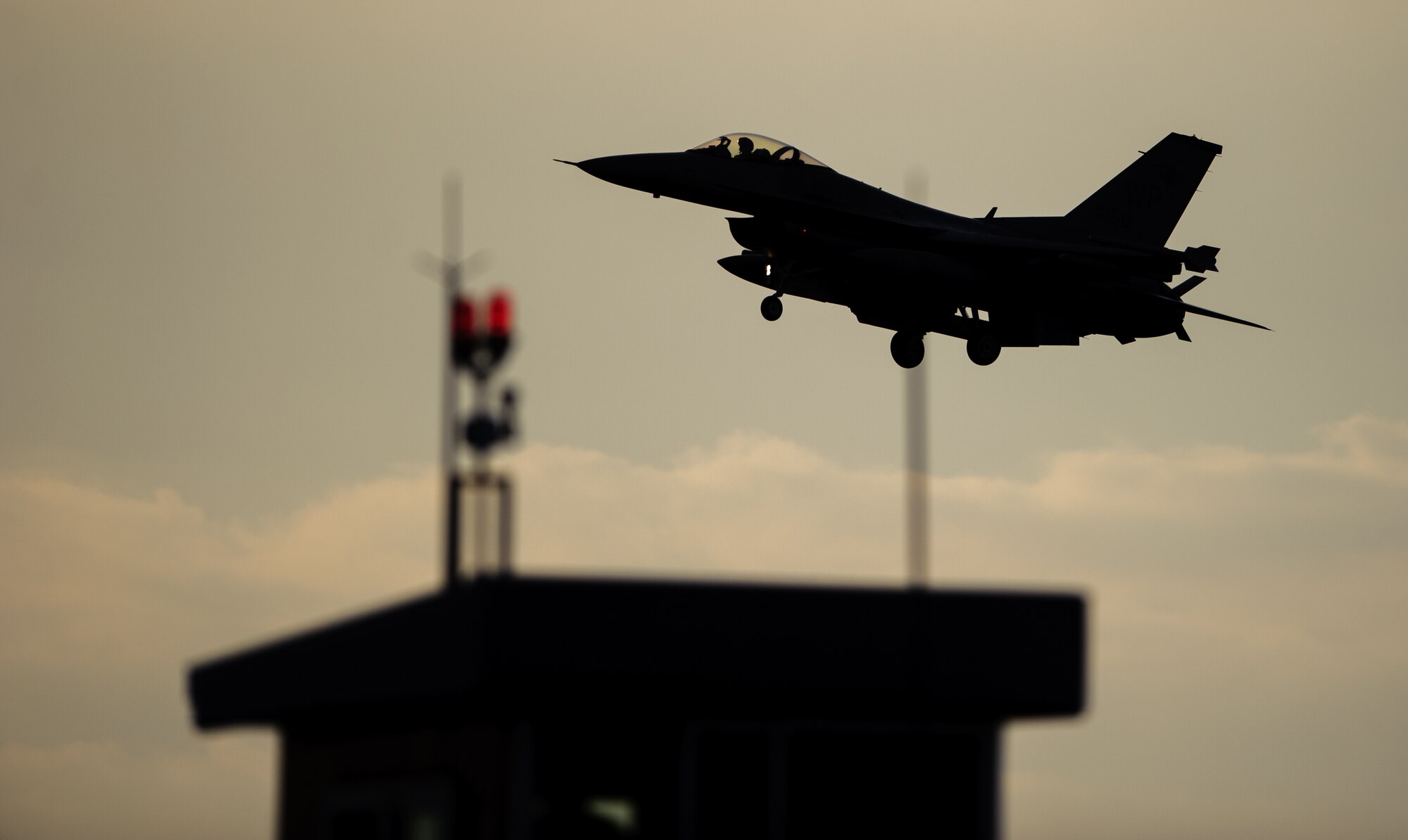 An 80th Fighter Squadron pilot comes in for landing after completing a sortie at Kunsan Air Base, Republic of Korea, May 7, 2014. Beverly Bulldog 14-2 tested Kunsan’s ability to tackle obstacles on the ground and air to ensure continued operations. (U.S. Air Force photo by Senior Airman Armando A. Schwier-Morales/Released)
