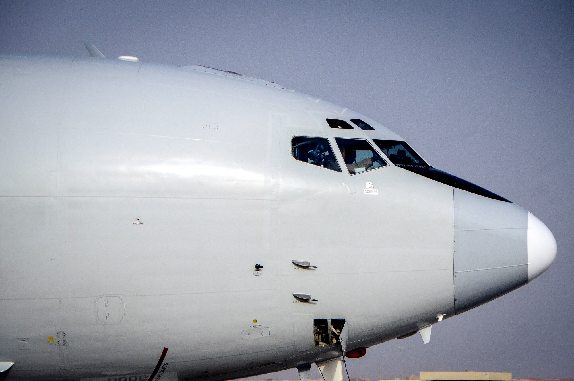 Pilots of an E-8C Joint Surveillance Target Attack Radar System shut down the engines at Al Udeid Air Base, Qatar, May 1, 2014, after reaching a milestone of 100,000 flying hours to include more than 88,000 hours in the U.S. Central Command area of responsibility since 2001. The JSTARS mission is to provide ground commanders with intelligence, surveillance and reconnaissance air power to boost force protection, defensive operations, over-watch and combat search and rescue missions throughout the AOR.  (U.S. Air Force photo/Senior Airman Jared Trimarchi) 